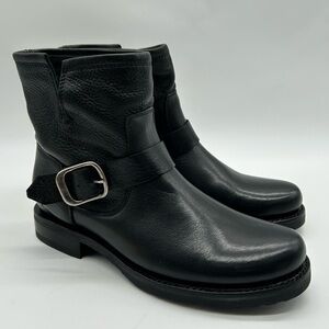 Black Leather Ankle Boots with Buckle Size 8 M NWT